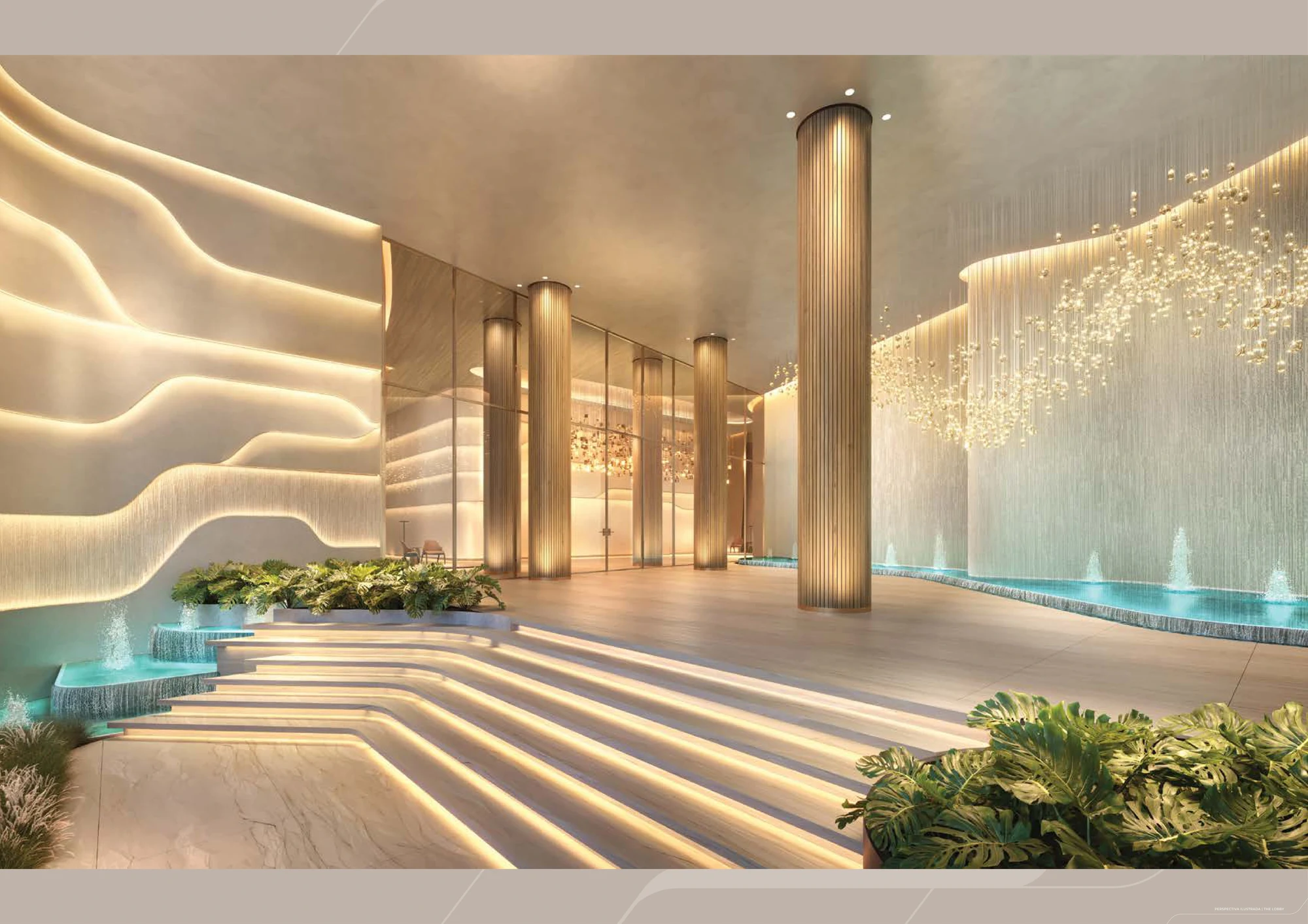 The Lobby - Detalhes do projeto de iluminação e espelho d'água (Página 33 do Book)