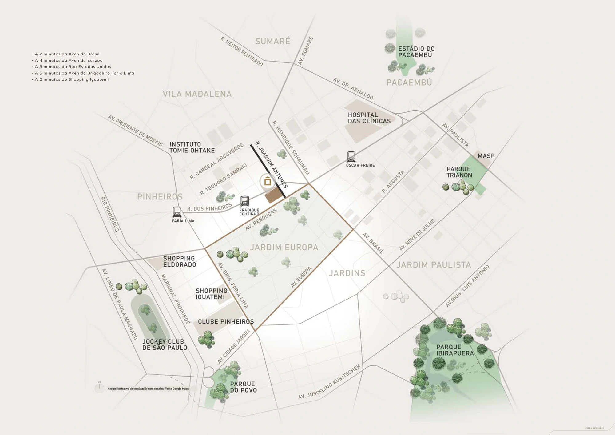 Mapa de localização privilegiada na Rua Joaquim Antunes (Página 26 do Book)