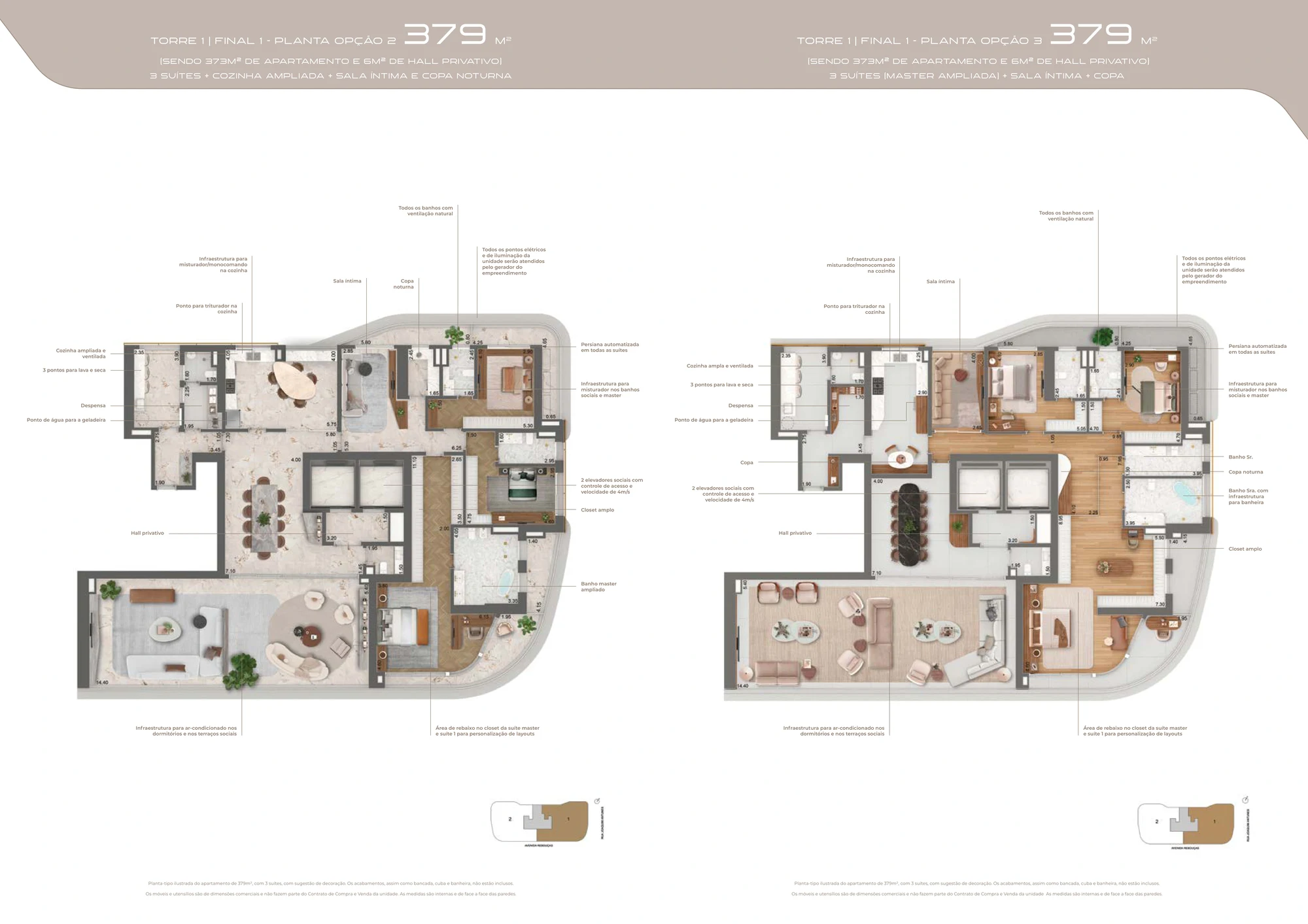 Planta baixa de opção de layout de 379m² (Página 49 do Book)