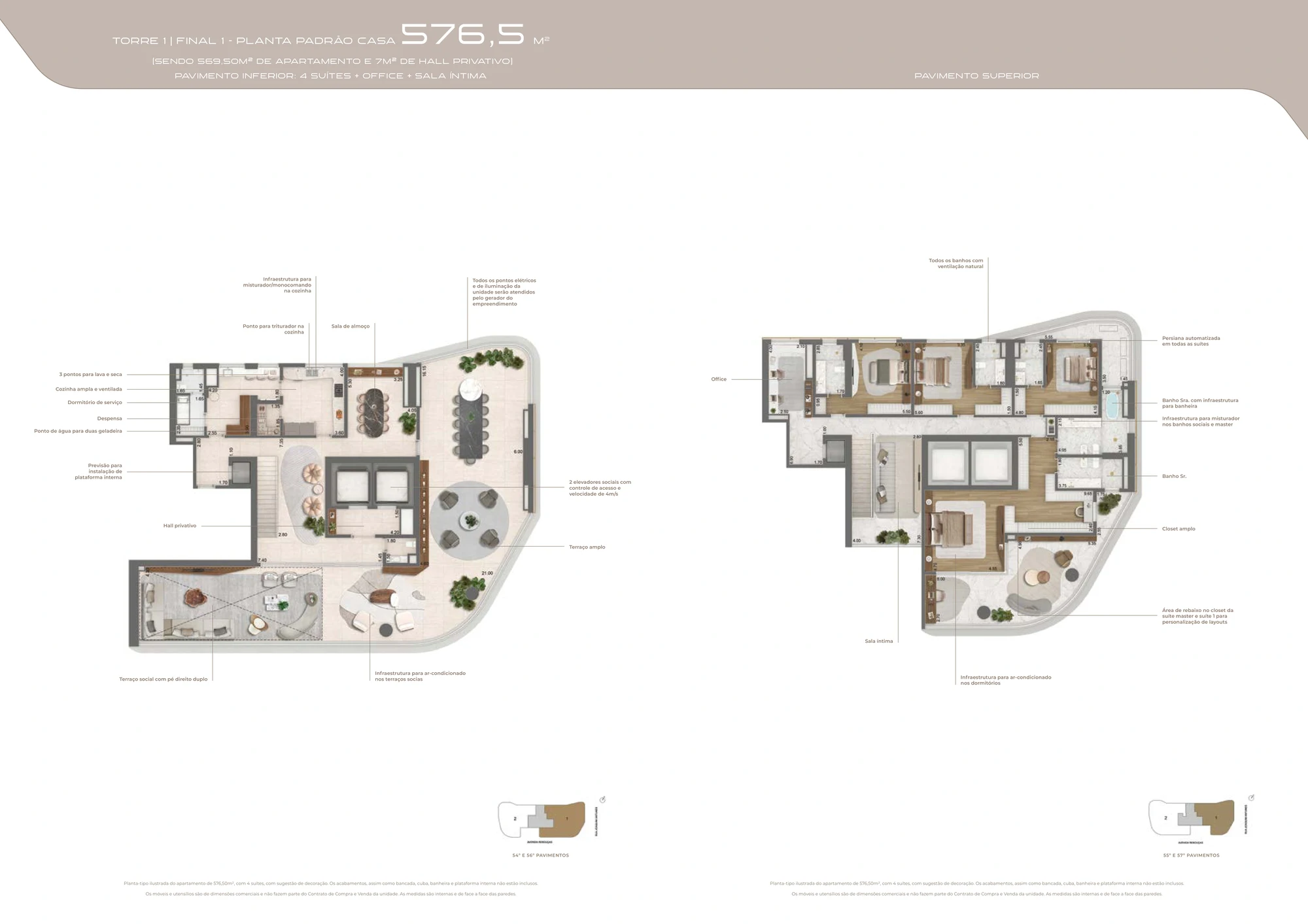 Planta baixa da Residência Casa de 576,50m² (Página 54 do Book)