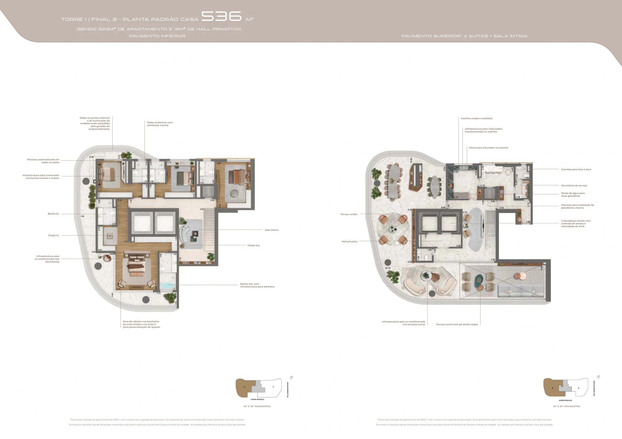 Planta baixa da Penthouse Casa Duplex de 536m² (Página 55 do Book)